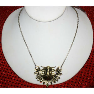 Brushed Gold Tone Owl Necklace Women's Boho Fashion Jewelry New